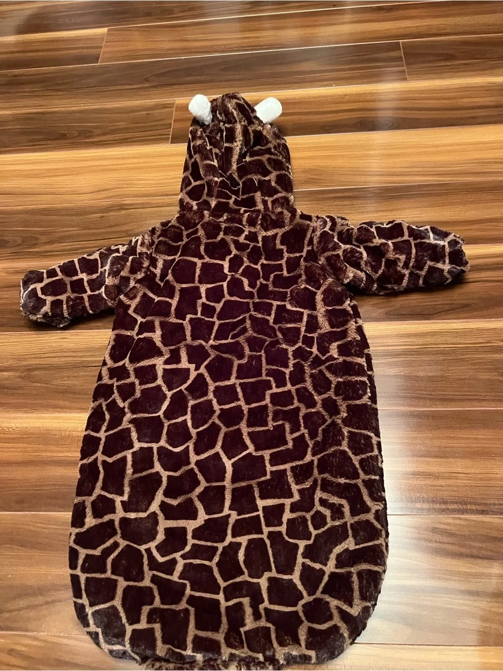 Giraffe-Print Baby Sack with Hood - Brown